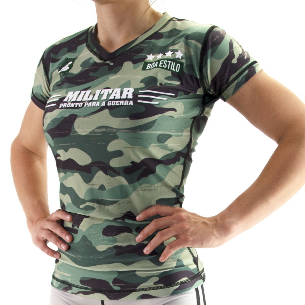 Rashguard mulher esporte Nogi - Militar Camiseta de compressão