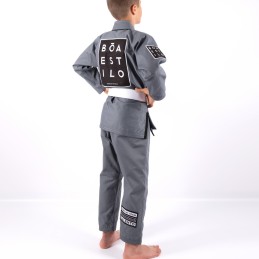 Jiu Jitsu kimono for children - Nosso Estilo Grey for clubs on tatami mats