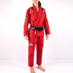 Kimono BJJ para mujer del equipo de Francia Rojo para clubes sobre tatamis