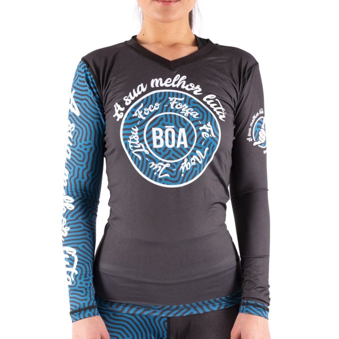 Rashguard femminile - A sua melhor luta Blu per le arti marziali