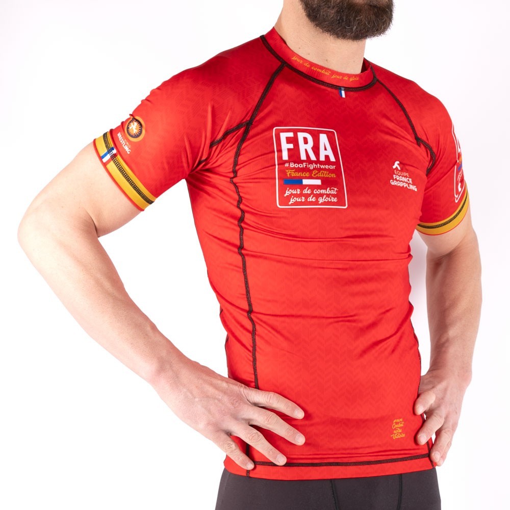 Rashguard Wettkampf Grappling - Französisches Team Boa fightwear Rot